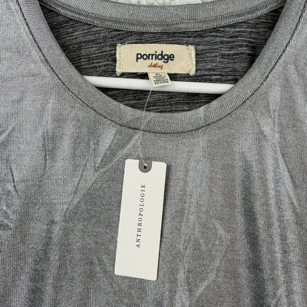 Porridge Anthropologie Shirt Womens XL Silver Metallic Short Sleeve Tee Top NWT - Picture 6 of 11